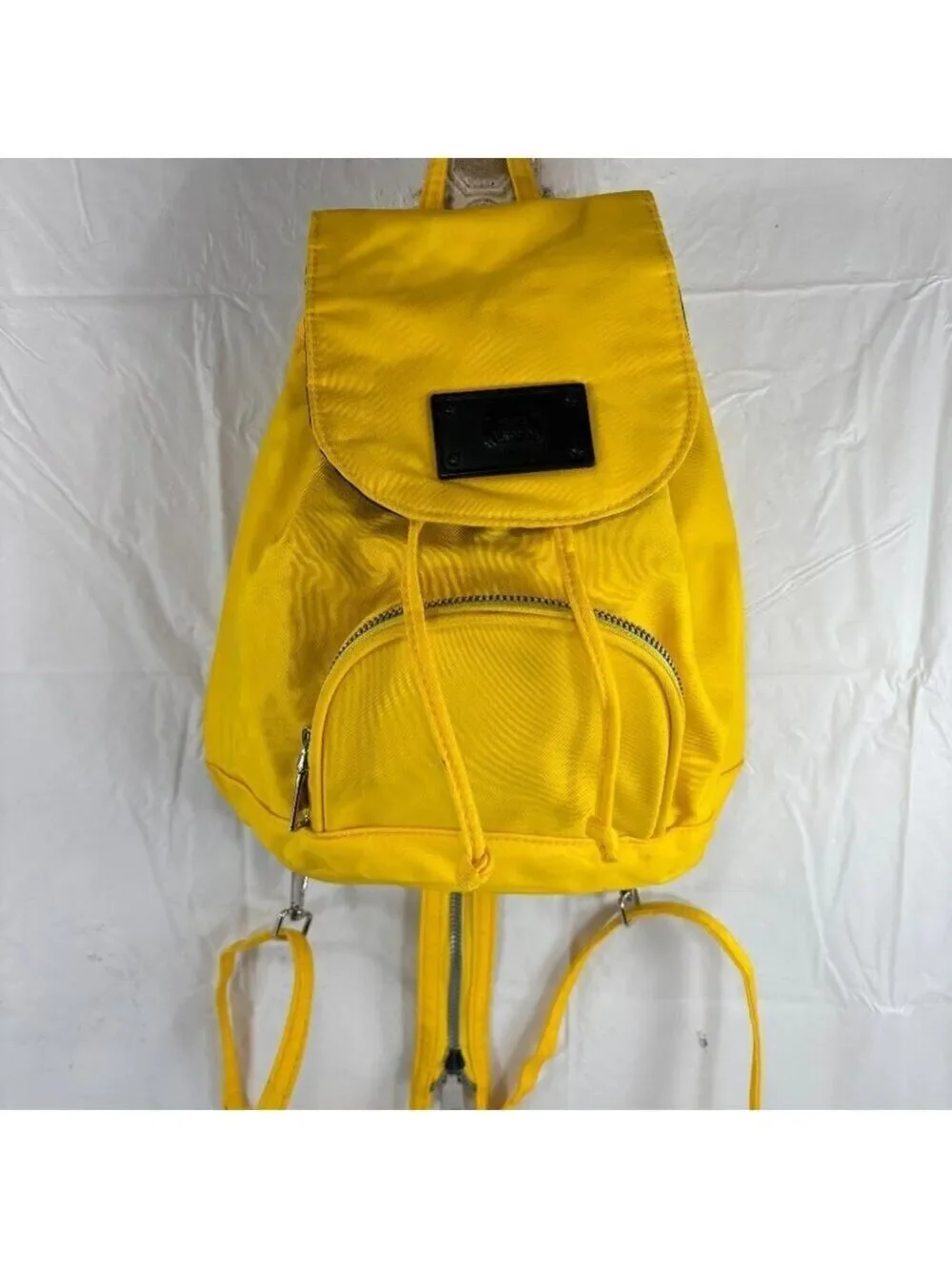Steve Madden Womens Yellow Mini Nylon Sling Zip Backpack Travel Bag